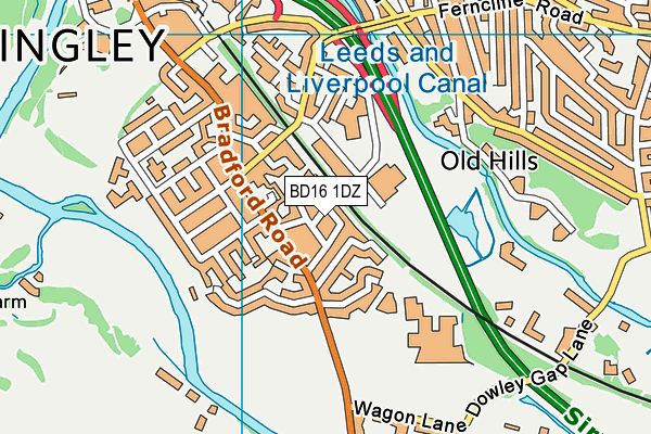 BD16 1DZ map - OS VectorMap District (Ordnance Survey)