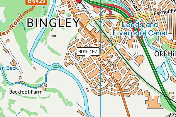 BD16 1EZ map - OS VectorMap District (Ordnance Survey)