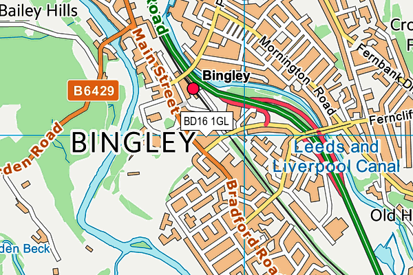 BD16 1GL map - OS VectorMap District (Ordnance Survey)