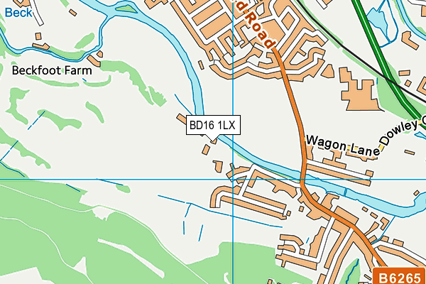Beckfoot And Bingley Tennis Club map (BD16 1LX) - OS VectorMap District (Ordnance Survey)