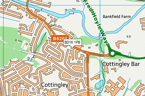 BD16 1PB map - OS VectorMap District (Ordnance Survey)