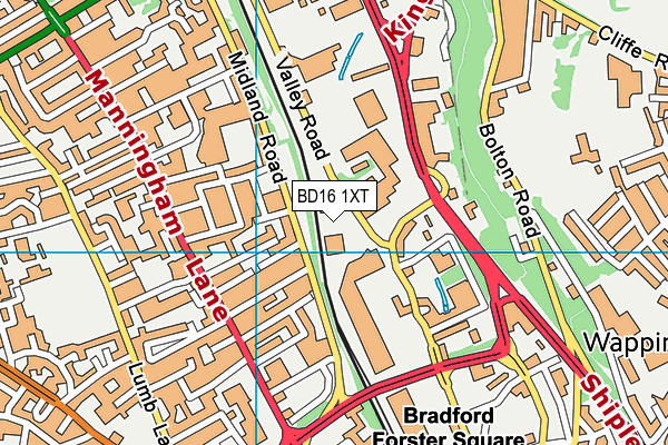 BD16 1XT map - OS VectorMap District (Ordnance Survey)
