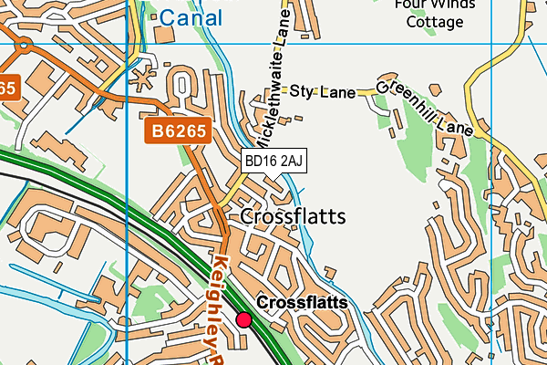 BD16 2AJ map - OS VectorMap District (Ordnance Survey)