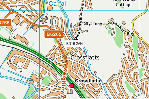 BD16 2AN map - OS VectorMap District (Ordnance Survey)
