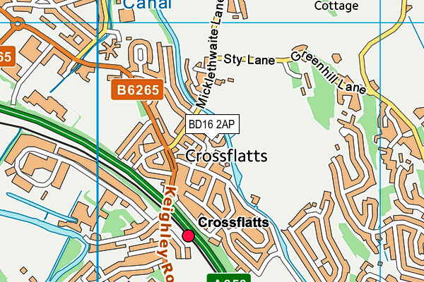 BD16 2AP map - OS VectorMap District (Ordnance Survey)