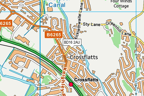 BD16 2AU map - OS VectorMap District (Ordnance Survey)