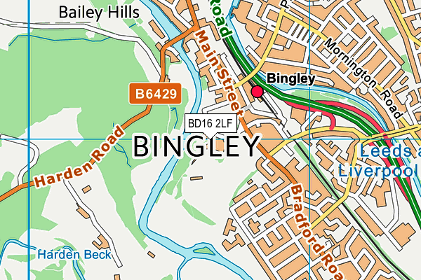 Bingley Swimming Pool map (BD16 2LF) - OS VectorMap District (Ordnance Survey)