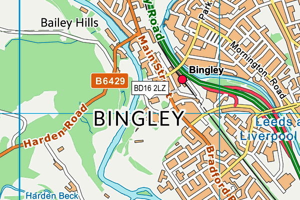 BD16 2LZ map - OS VectorMap District (Ordnance Survey)