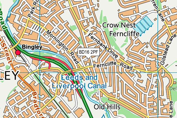 BD16 2PF map - OS VectorMap District (Ordnance Survey)