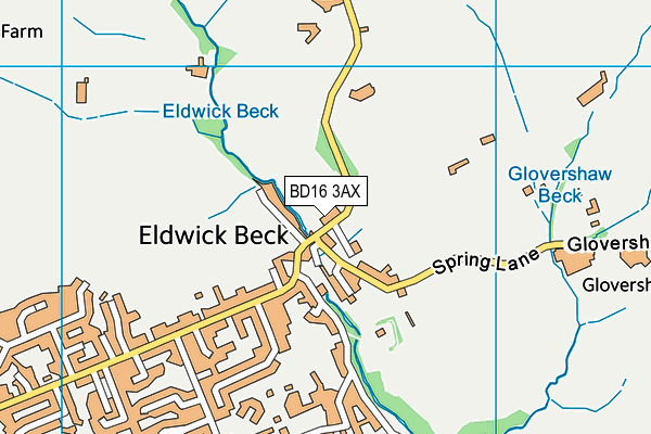 BD16 3AX map - OS VectorMap District (Ordnance Survey)