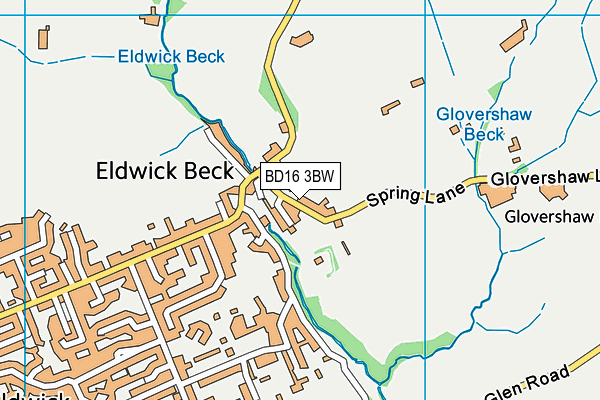 BD16 3BW map - OS VectorMap District (Ordnance Survey)