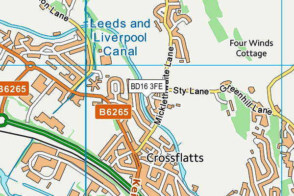 BD16 3FE map - OS VectorMap District (Ordnance Survey)