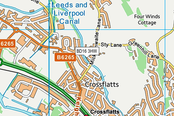 BD16 3HW map - OS VectorMap District (Ordnance Survey)