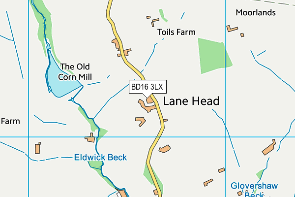 BD16 3LX map - OS VectorMap District (Ordnance Survey)