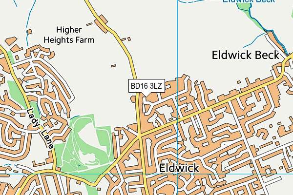 BD16 3LZ map - OS VectorMap District (Ordnance Survey)