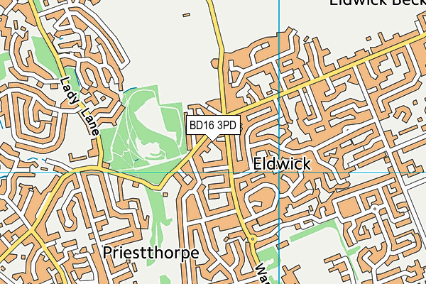 BD16 3PD map - OS VectorMap District (Ordnance Survey)