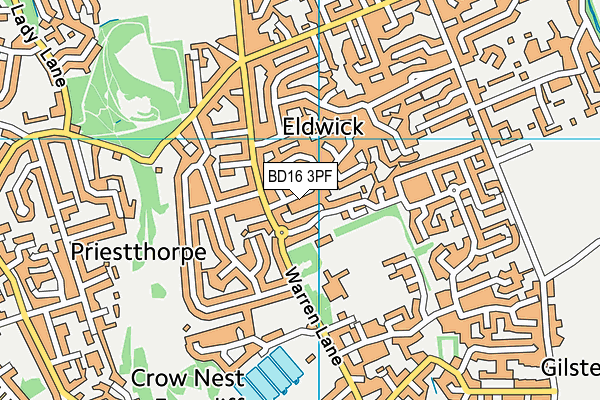 BD16 3PF map - OS VectorMap District (Ordnance Survey)