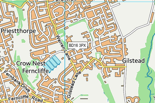 BD16 3PX map - OS VectorMap District (Ordnance Survey)