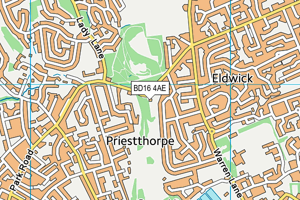 BD16 4AE map - OS VectorMap District (Ordnance Survey)