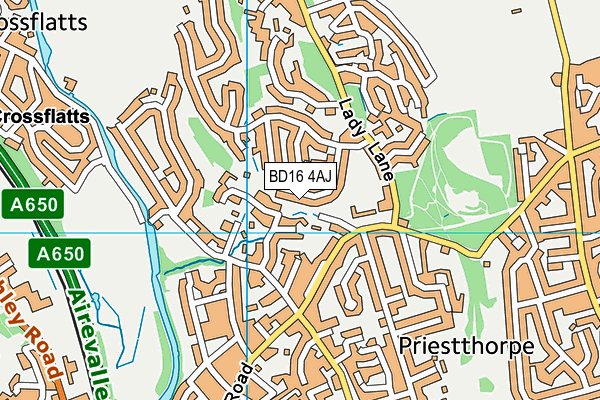 BD16 4AJ map - OS VectorMap District (Ordnance Survey)