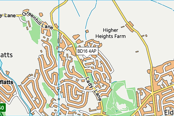 Lady Lane Park School & Nursery map (BD16 4AP) - OS VectorMap District (Ordnance Survey)