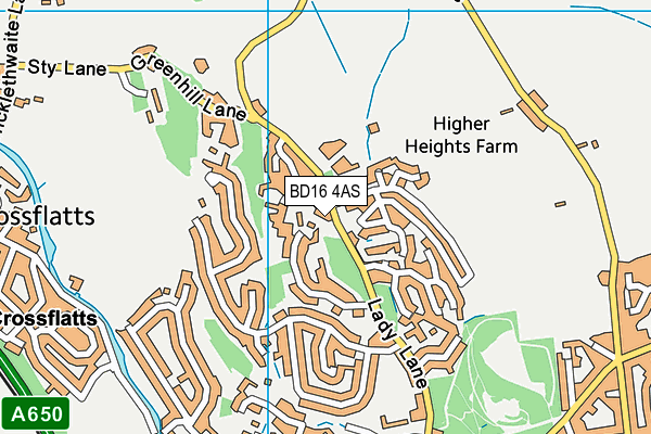BD16 4AS map - OS VectorMap District (Ordnance Survey)