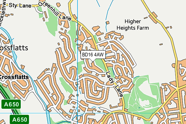 BD16 4AW map - OS VectorMap District (Ordnance Survey)