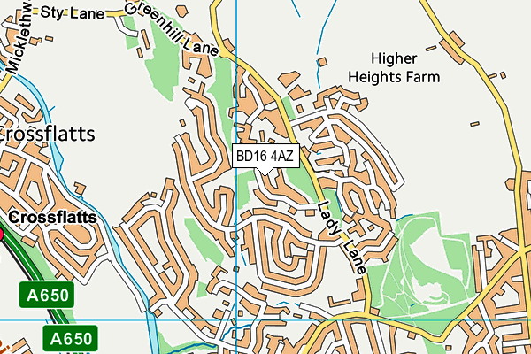 BD16 4AZ map - OS VectorMap District (Ordnance Survey)