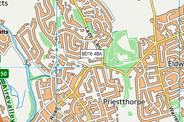 BD16 4BA map - OS VectorMap District (Ordnance Survey)