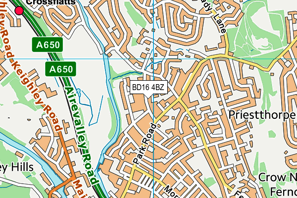 BD16 4BZ map - OS VectorMap District (Ordnance Survey)