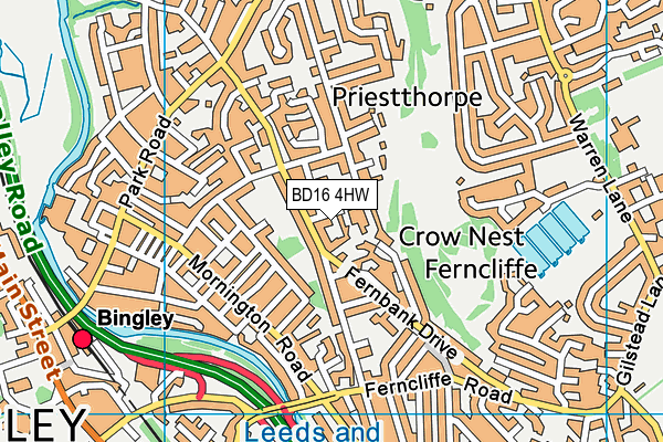 BD16 4HW map - OS VectorMap District (Ordnance Survey)