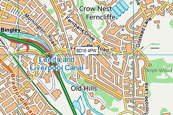 BD16 4PW map - OS VectorMap District (Ordnance Survey)