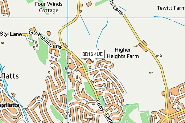 BD16 4UE map - OS VectorMap District (Ordnance Survey)