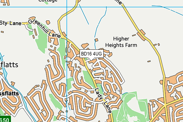 BD16 4UG map - OS VectorMap District (Ordnance Survey)