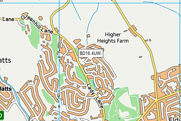 BD16 4UW map - OS VectorMap District (Ordnance Survey)