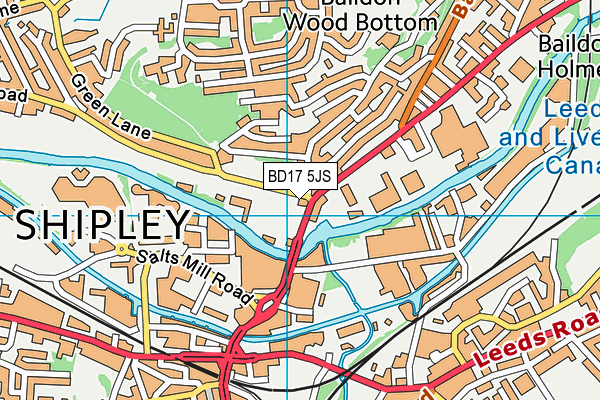 BD17 5JS map - OS VectorMap District (Ordnance Survey)