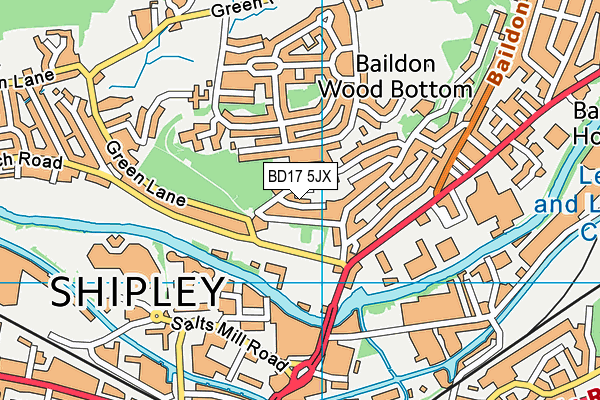 BD17 5JX map - OS VectorMap District (Ordnance Survey)