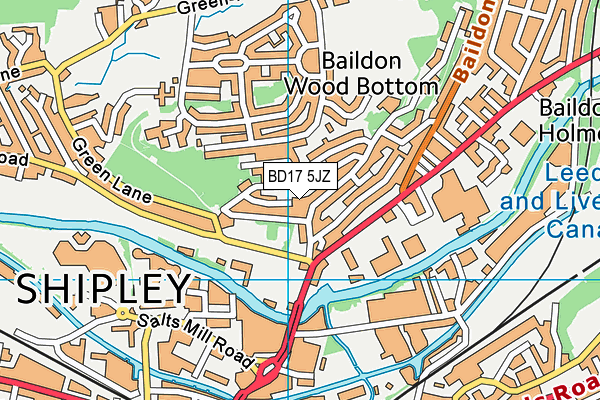 BD17 5JZ map - OS VectorMap District (Ordnance Survey)