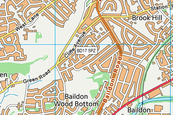 BD17 5PZ map - OS VectorMap District (Ordnance Survey)
