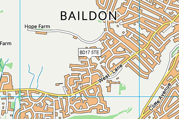 BD17 5TE map - OS VectorMap District (Ordnance Survey)