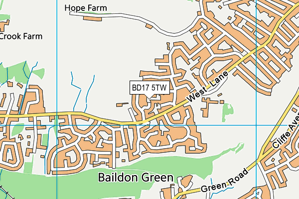 BD17 5TW map - OS VectorMap District (Ordnance Survey)