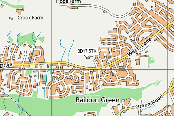 BD17 5TX map - OS VectorMap District (Ordnance Survey)