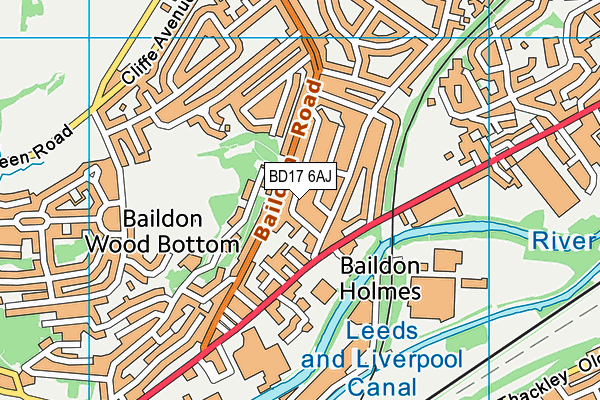 BD17 6AJ map - OS VectorMap District (Ordnance Survey)