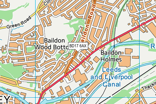 BD17 6AX map - OS VectorMap District (Ordnance Survey)