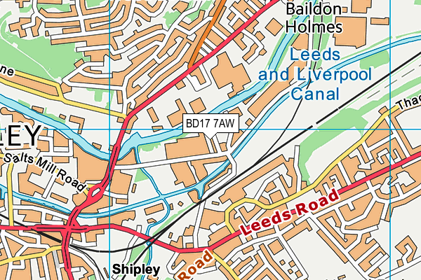 BD17 7AW map - OS VectorMap District (Ordnance Survey)