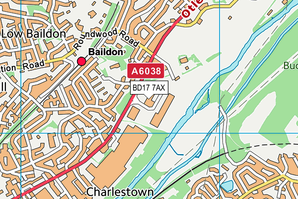 BD17 7AX map - OS VectorMap District (Ordnance Survey)