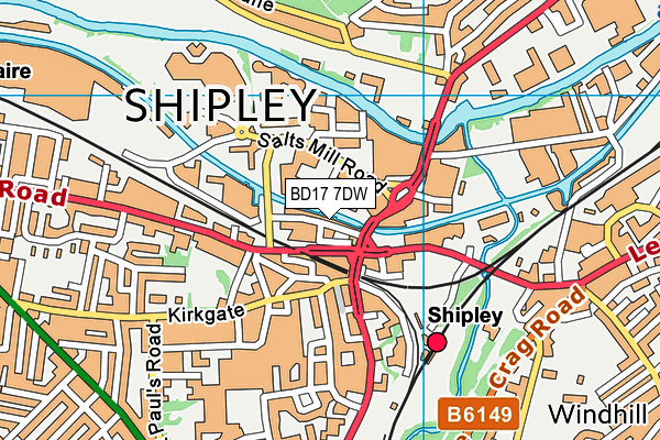 Workouts Gyms (Shipley) (Closed) map (BD17 7DW) - OS VectorMap District (Ordnance Survey)
