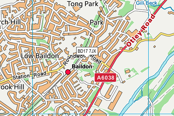 BD17 7JX map - OS VectorMap District (Ordnance Survey)