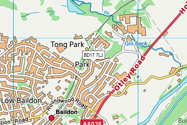 Tong Park Esholt Cricket Club map (BD17 7LJ) - OS VectorMap District (Ordnance Survey)