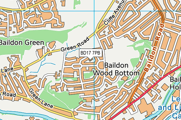 BD17 7PB map - OS VectorMap District (Ordnance Survey)